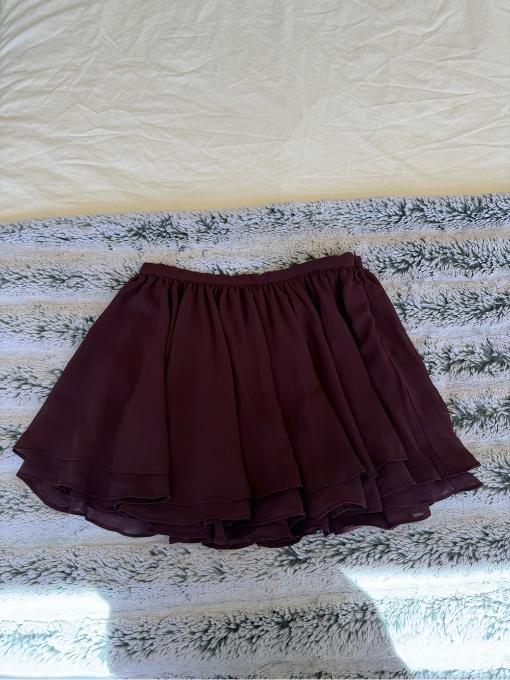 House of CB Mistress Rocks Dark Plum Floaty Layered Mini Skirt - Picture 5 of 5